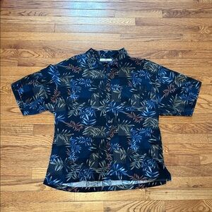 Tommy Bahama Black Tropical Print Silk Button-Up